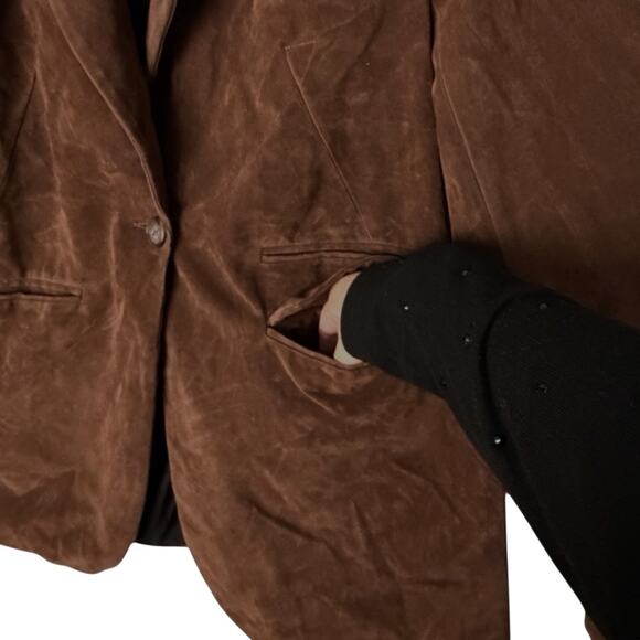 Free People Paper Cut Vegan Suede Blazer Jacket Women’s Small Brown Casual NEW - Picture 6 of 9